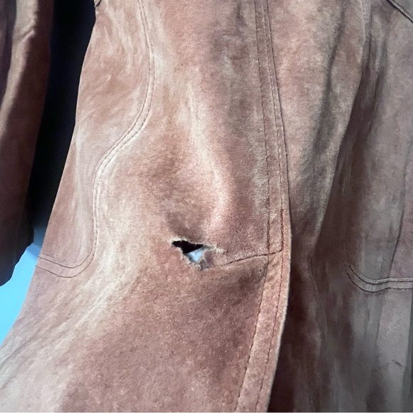 y2k arden b womens brown suede jacket faux fur collar and belted penny lanes - Picture 8 of 13